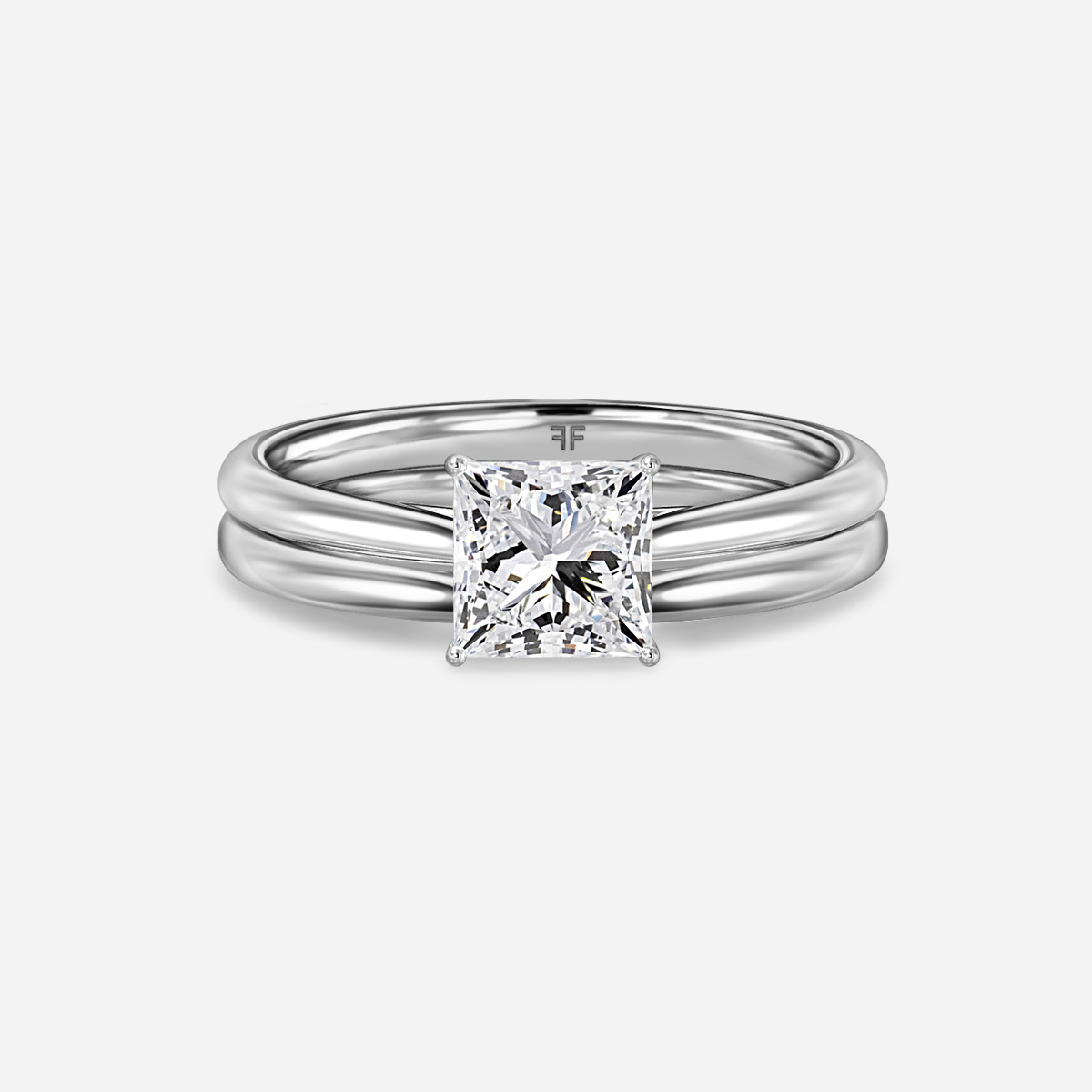 Jessie Solitaire Plain Band Bridal Set