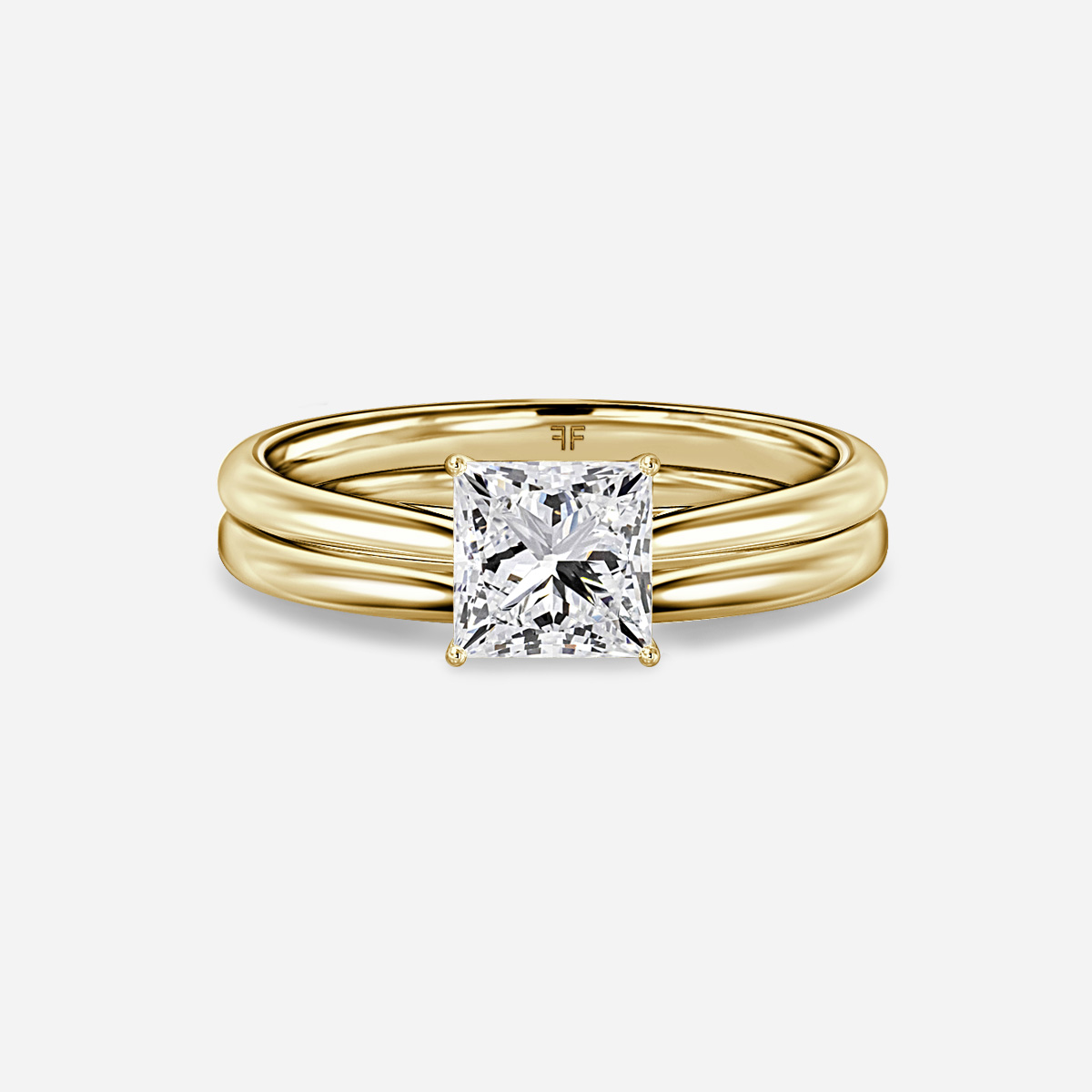 Jessie Solitaire Plain Band Bridal Set