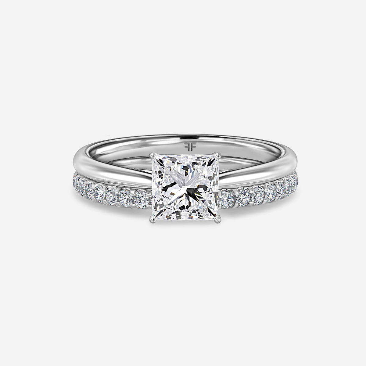 Jessie Solitaire Pavé Band Bridal Set