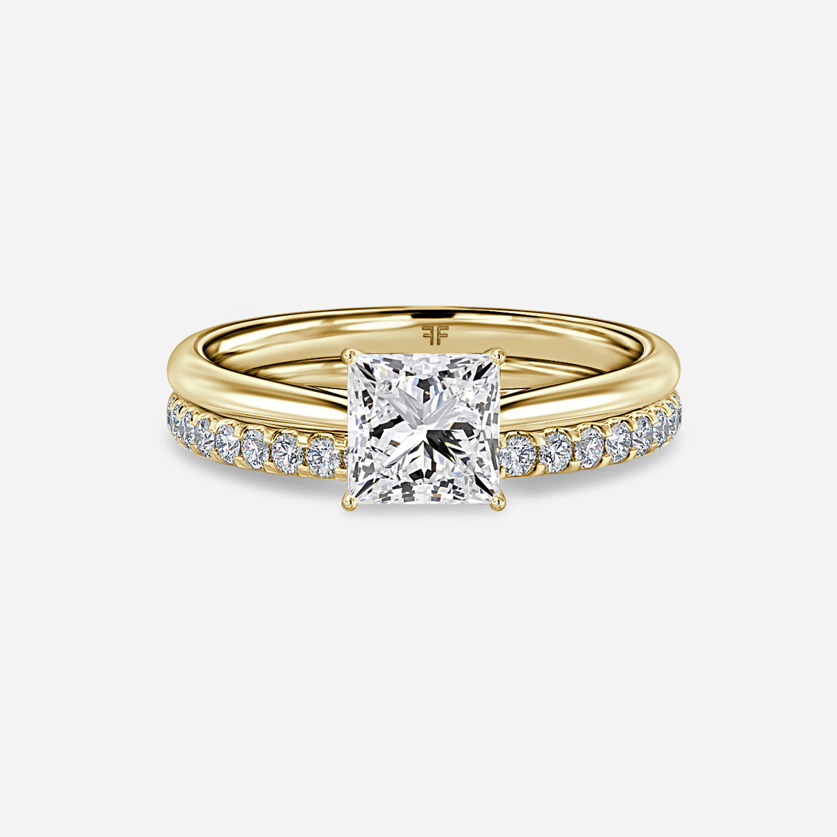Jessie Solitaire Pavé Band Bridal Set