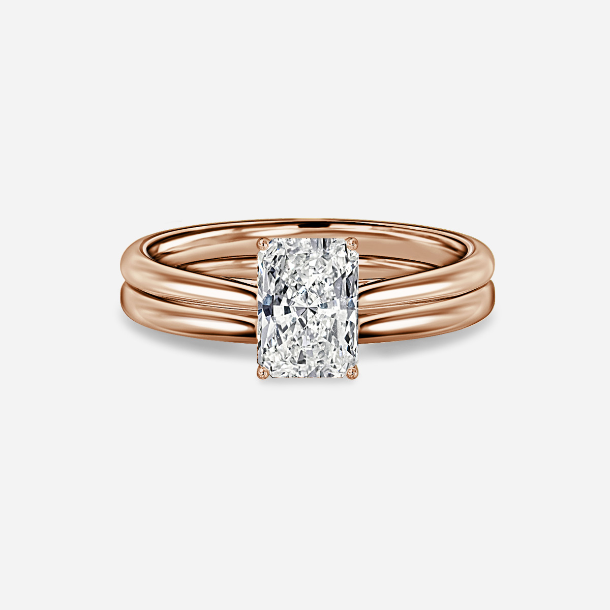 Jessie Solitaire Plain Band Bridal Set