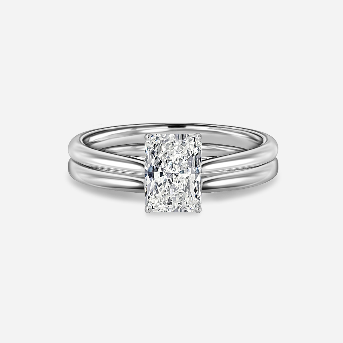 Jessie Solitaire Plain Band Bridal Set