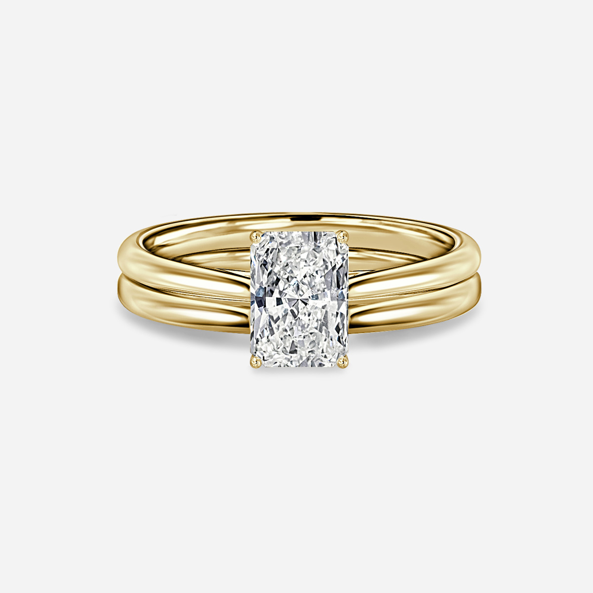 Jessie Solitaire Plain Band Bridal Set