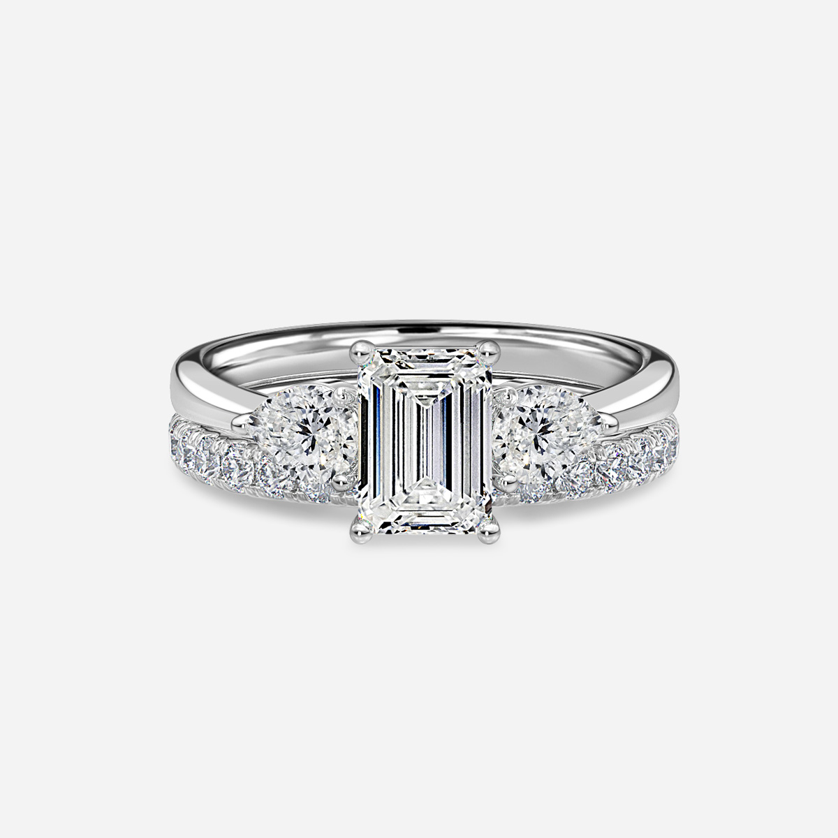 Vivian Solitaire Pavé Band Bridal Set
