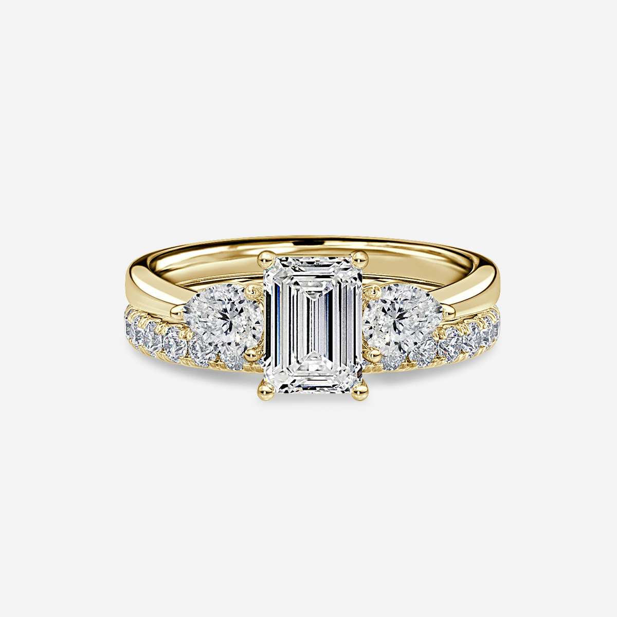Vivian Solitaire Pavé Band Bridal Set