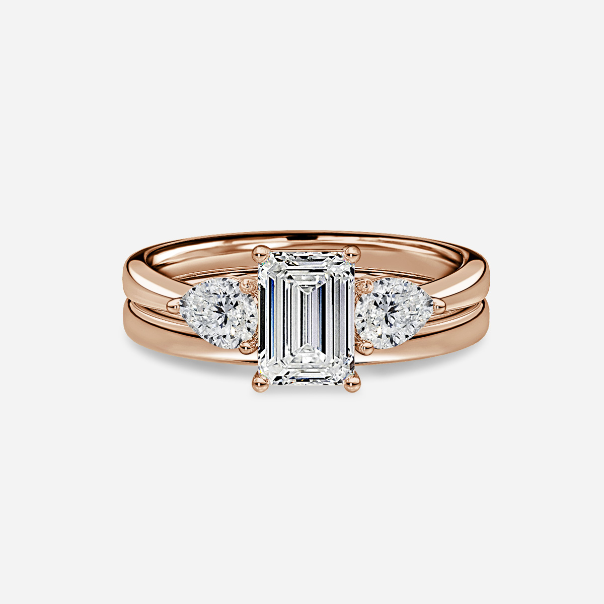 Vivian Solitaire Plain Band Bridal Set