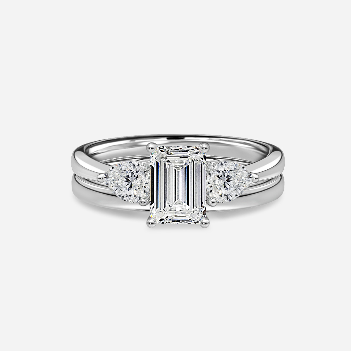 Vivian Solitaire Plain Band Bridal Set