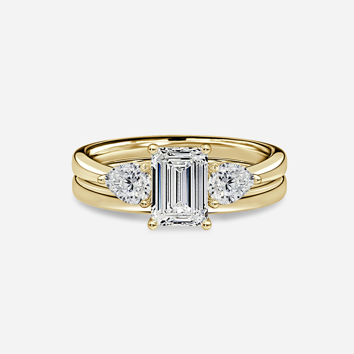 Vivian Solitaire Plain Band Bridal Set