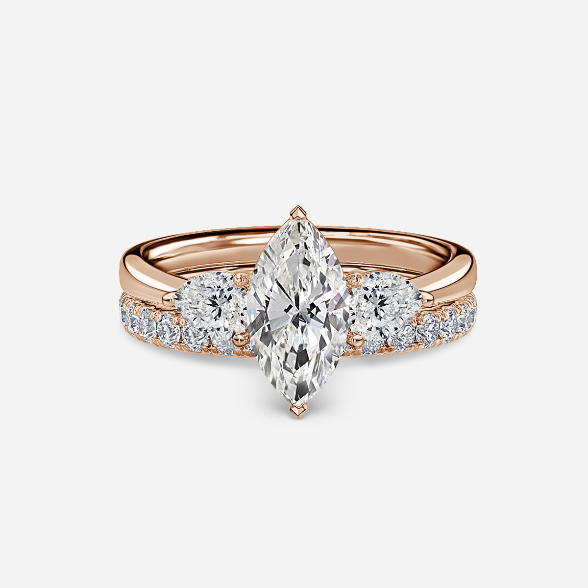 Vivian Solitaire Pavé Band Bridal Set
