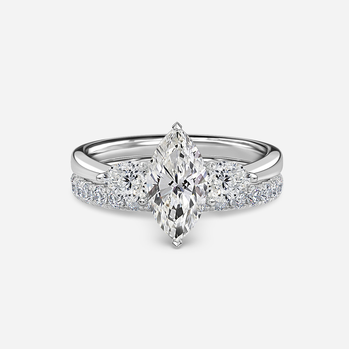 Vivian Solitaire Pavé Band Bridal Set