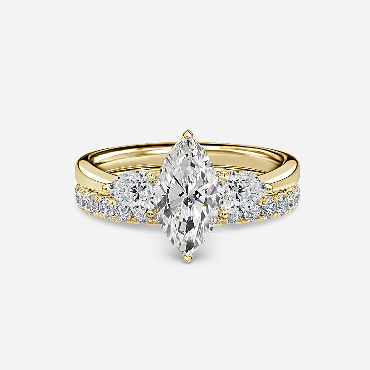 Vivian Solitaire Pavé Band Bridal Set