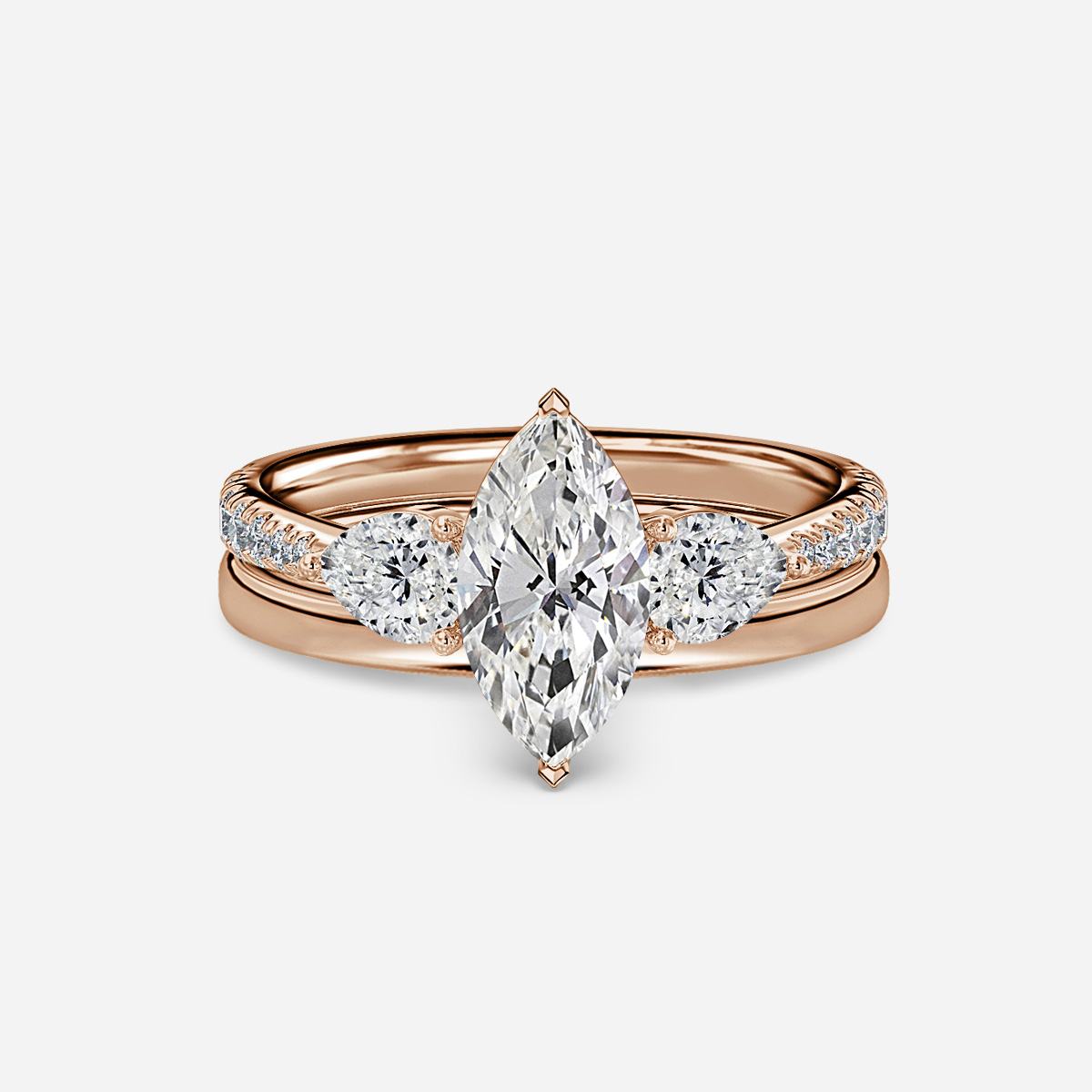 Vivian Plain Band Bridal Set