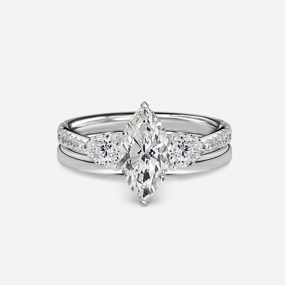 Vivian Plain Band Bridal Set