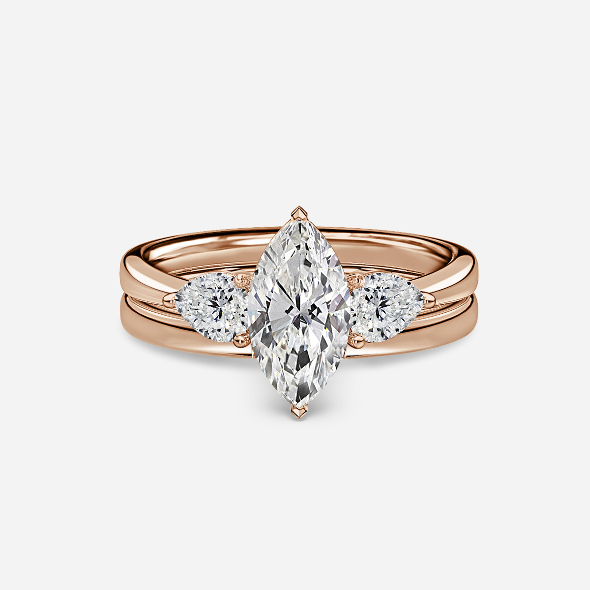 Vivian Solitaire Plain Band Bridal Set