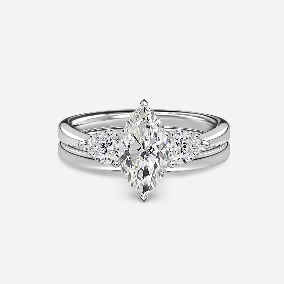 Vivian Solitaire Plain Band Bridal Set