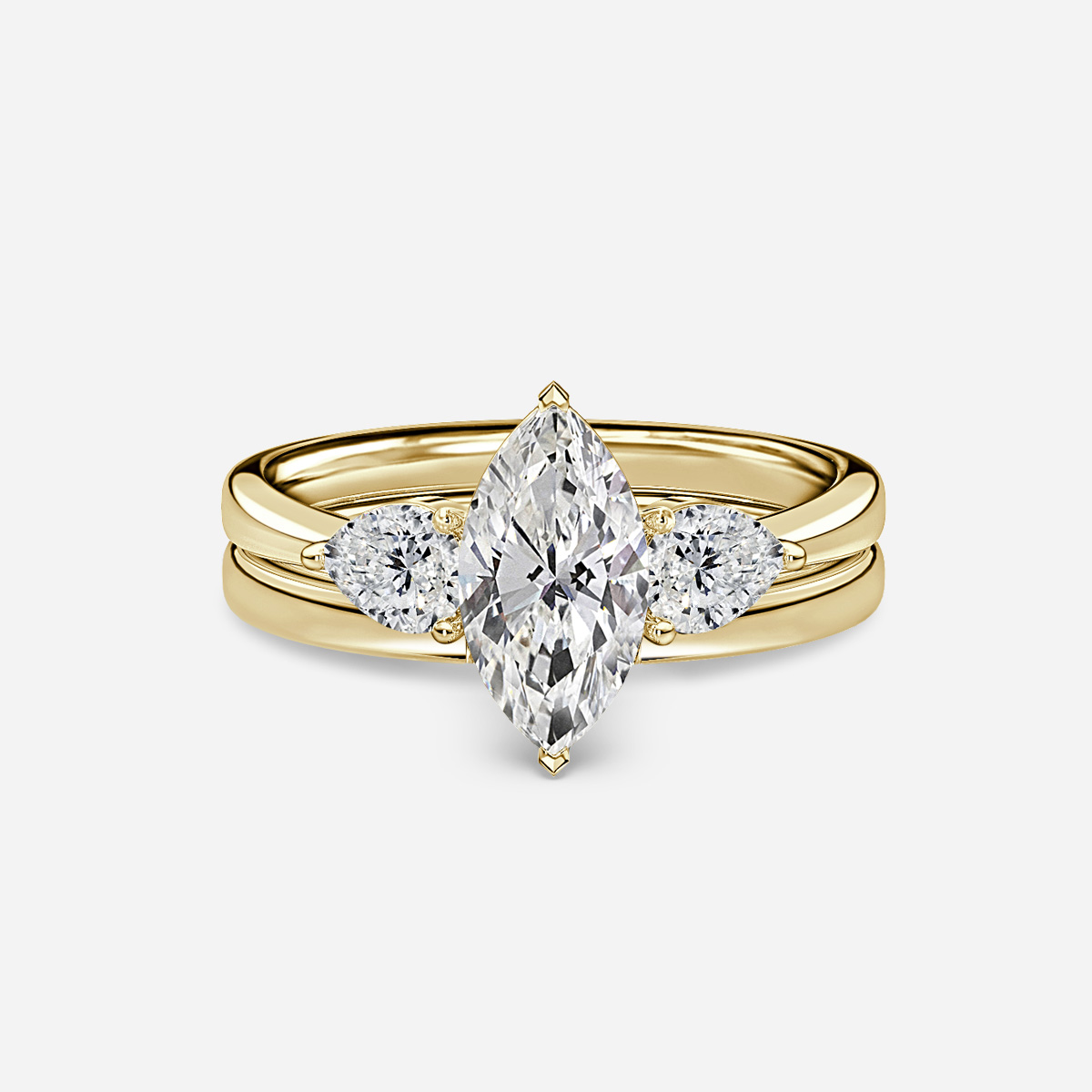 Vivian Solitaire Plain Band Bridal Set