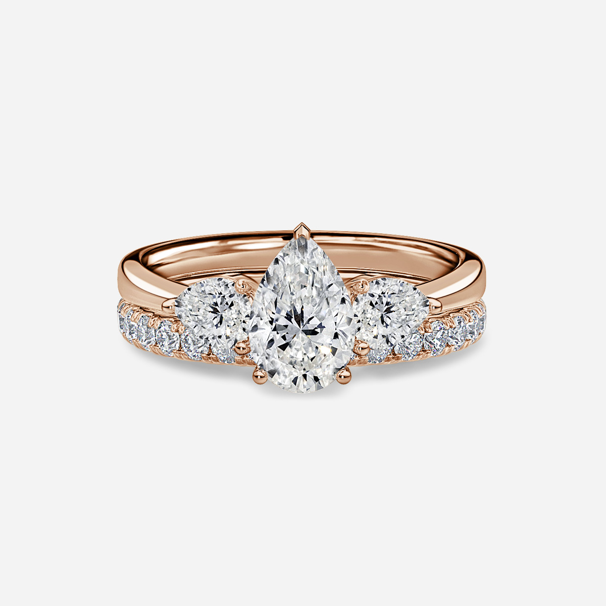 Vivian Solitaire Pavé Band Bridal Set