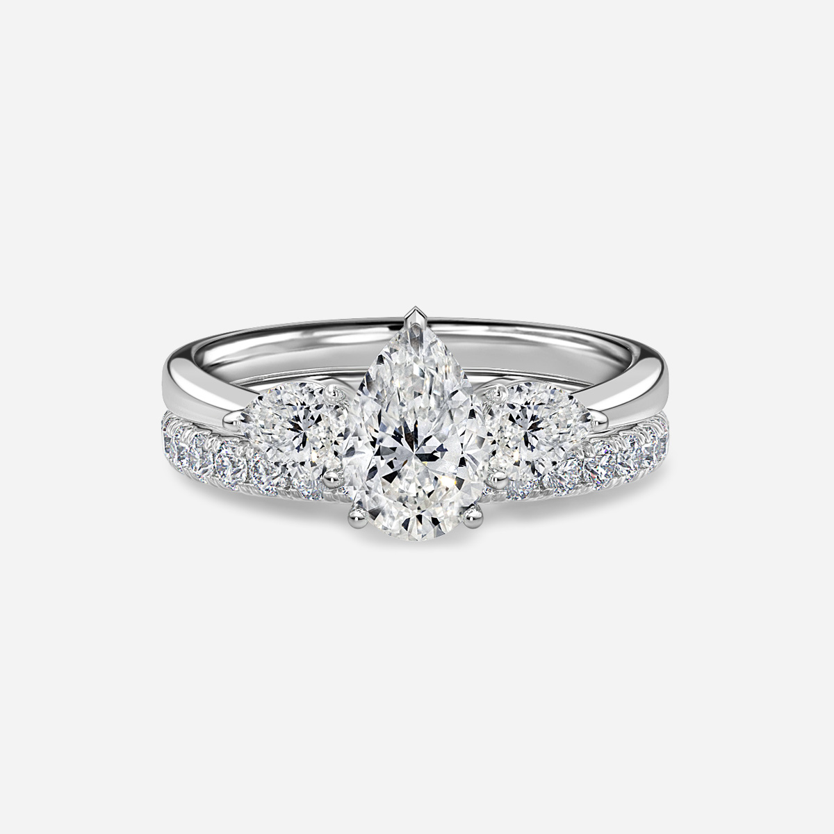Vivian Solitaire Pavé Band Bridal Set