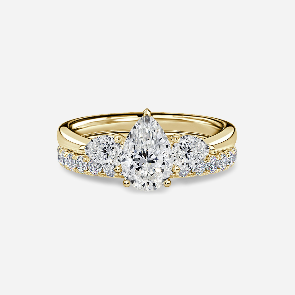 Vivian Solitaire Pavé Band Bridal Set