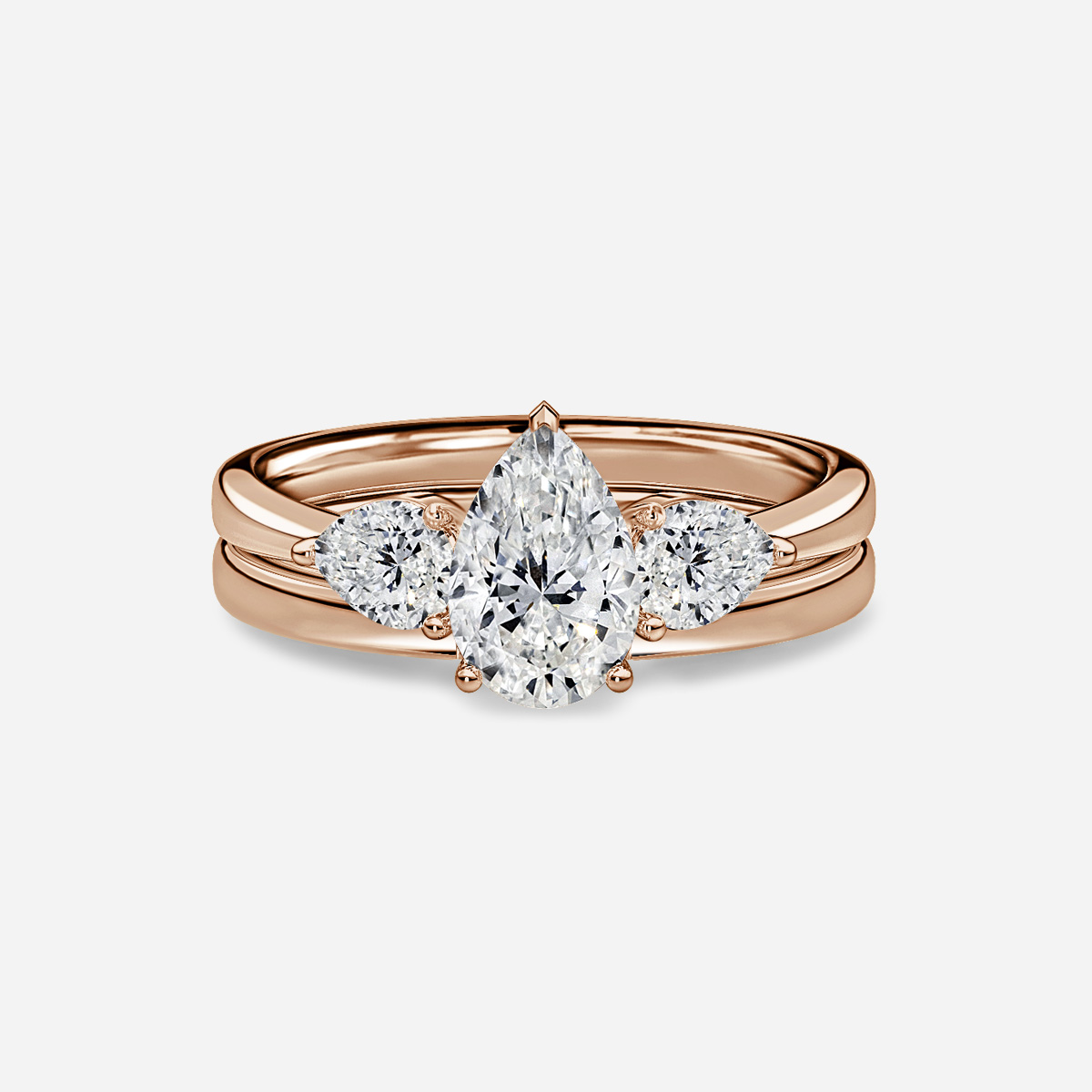 Vivian Solitaire Plain Band Bridal Set