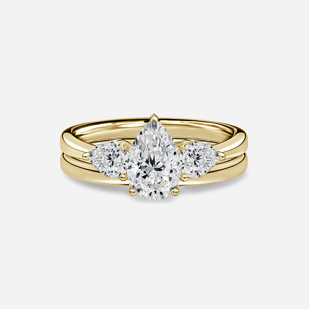 Vivian Solitaire Plain Band Bridal Set