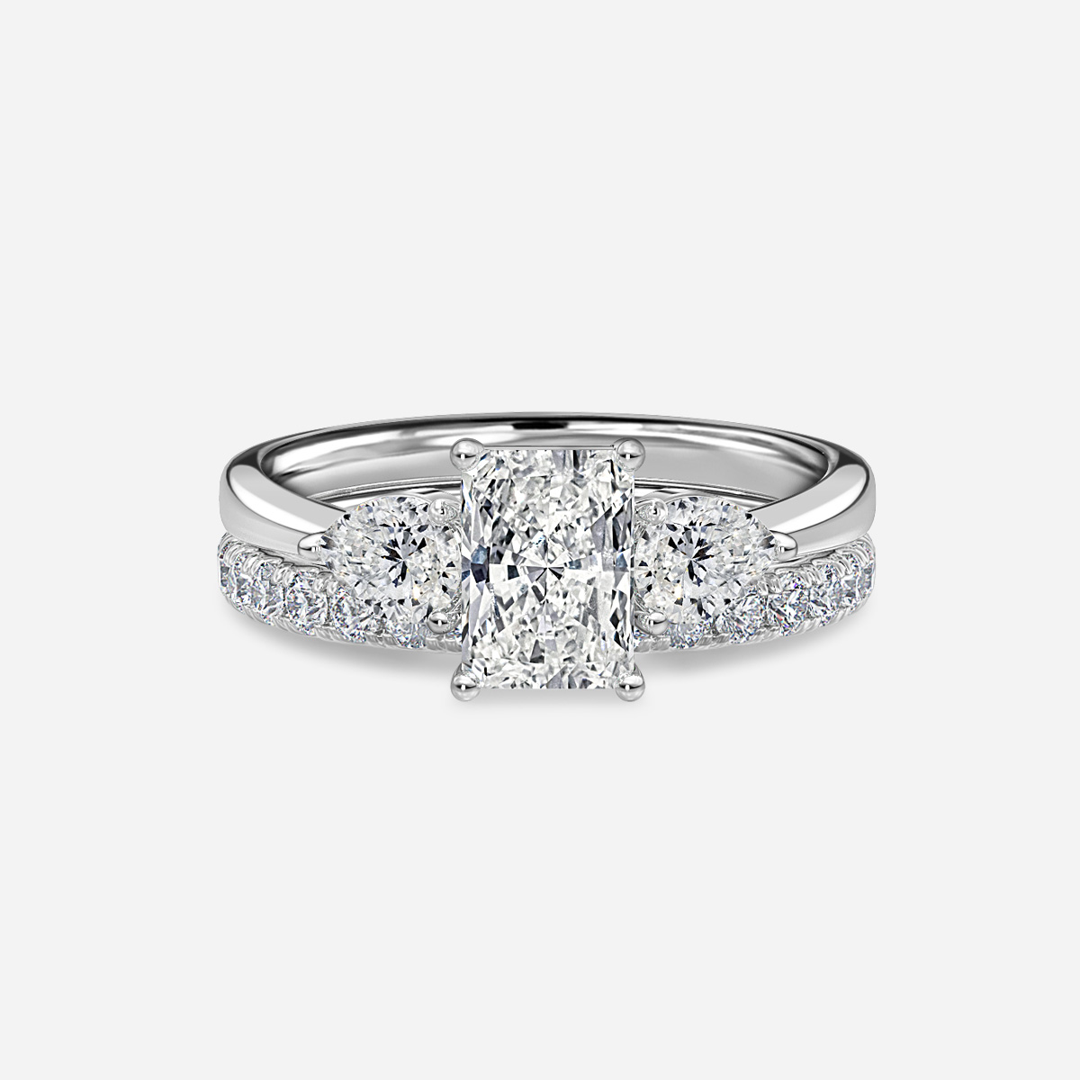 Vivian Solitaire Pavé Band Bridal Set