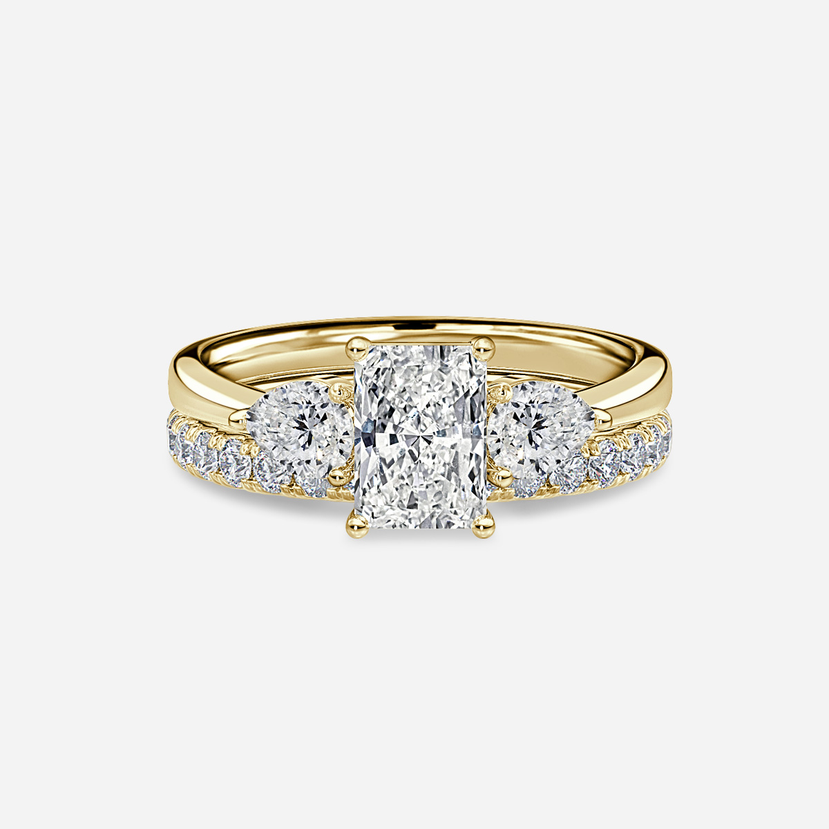 Vivian Solitaire Pavé Band Bridal Set