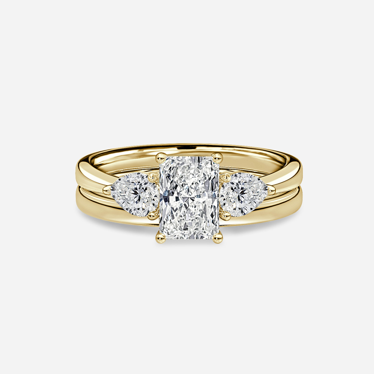 Vivian Solitaire Plain Band Bridal Set