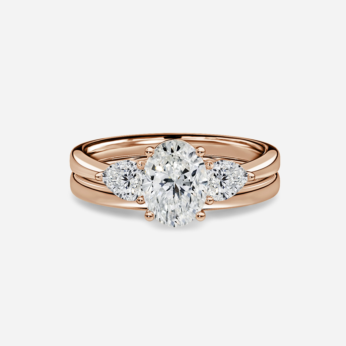 Vivian Solitaire Plain Band Bridal Set