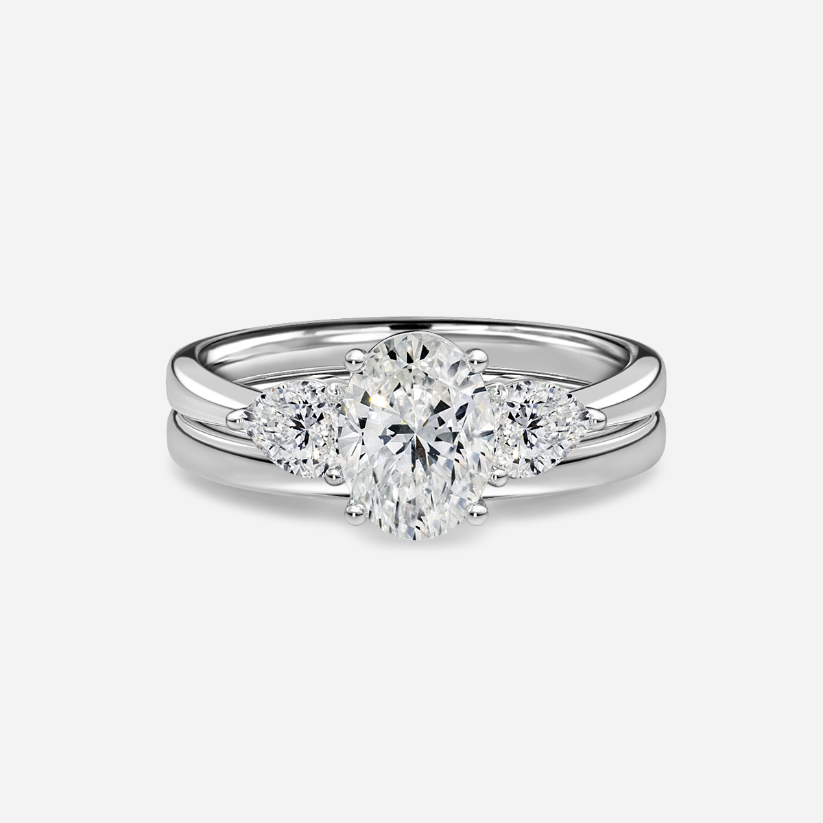Vivian Solitaire Plain Band Bridal Set