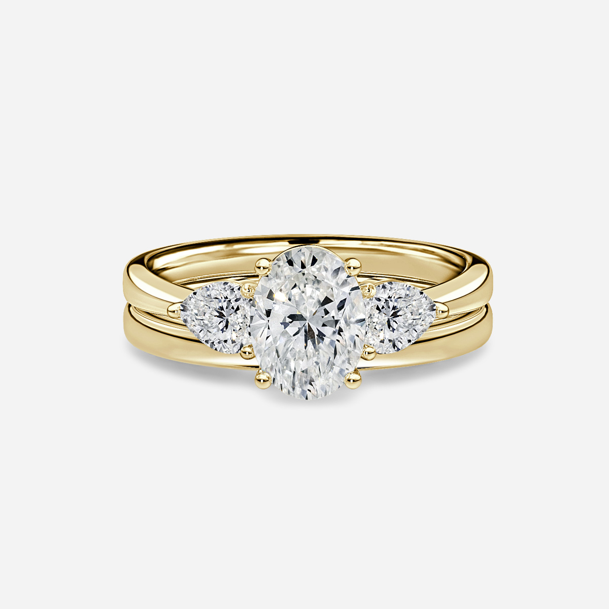 Vivian Solitaire Plain Band Bridal Set