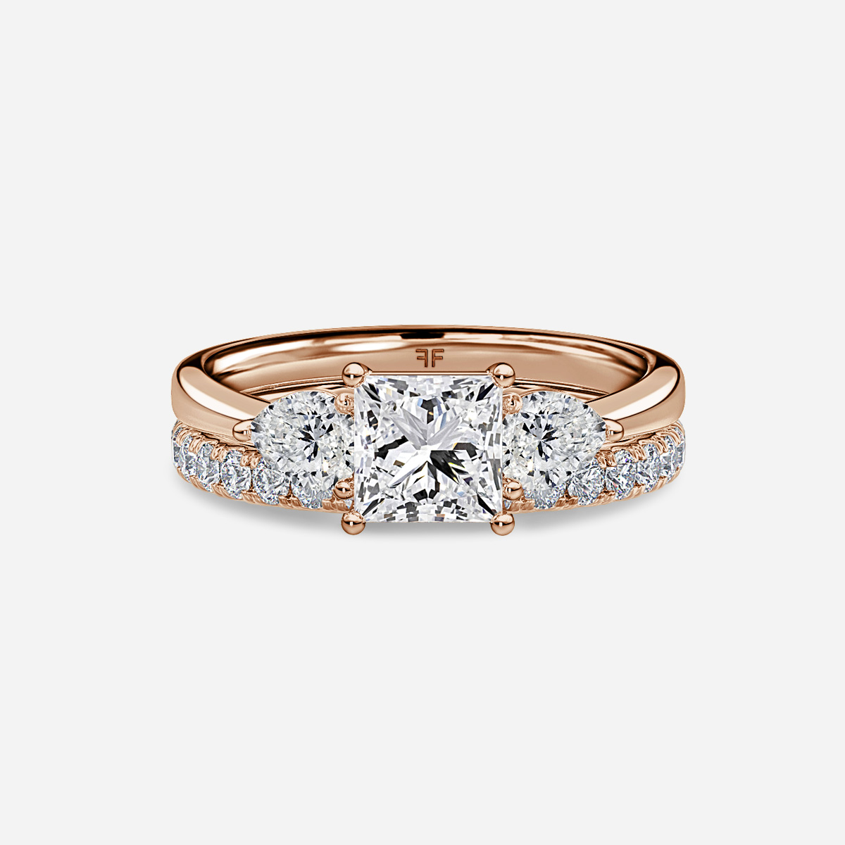 Vivian Solitaire Pavé Band Bridal Set