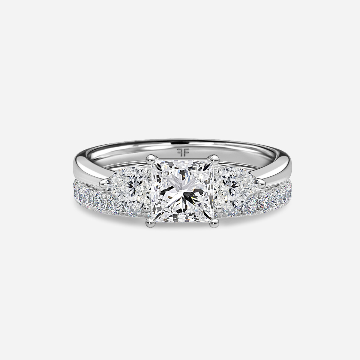 Vivian Solitaire Pavé Band Bridal Set