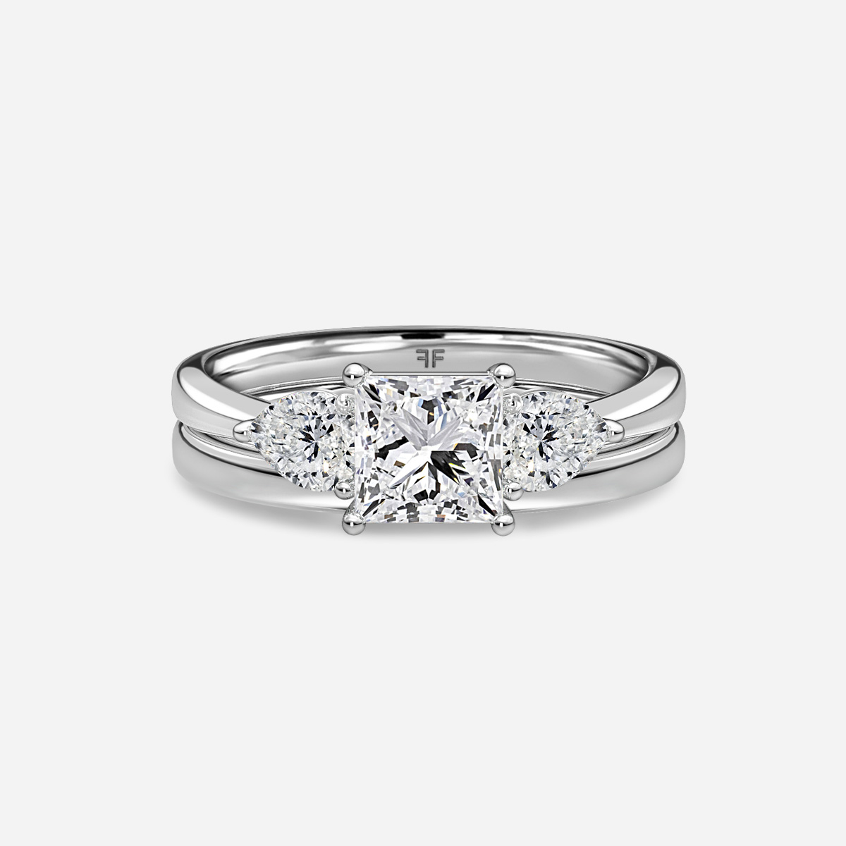 Vivian Solitaire Plain Band Bridal Set