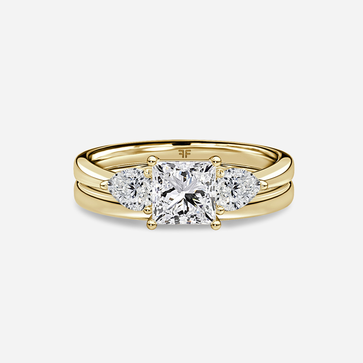 Vivian Solitaire Plain Band Bridal Set