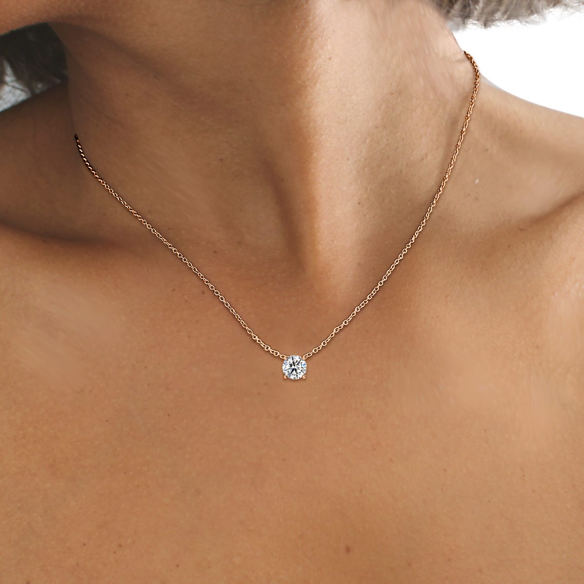 Ariana Rose Gold Solitaire Pendant Flawless Fine Jewellery London