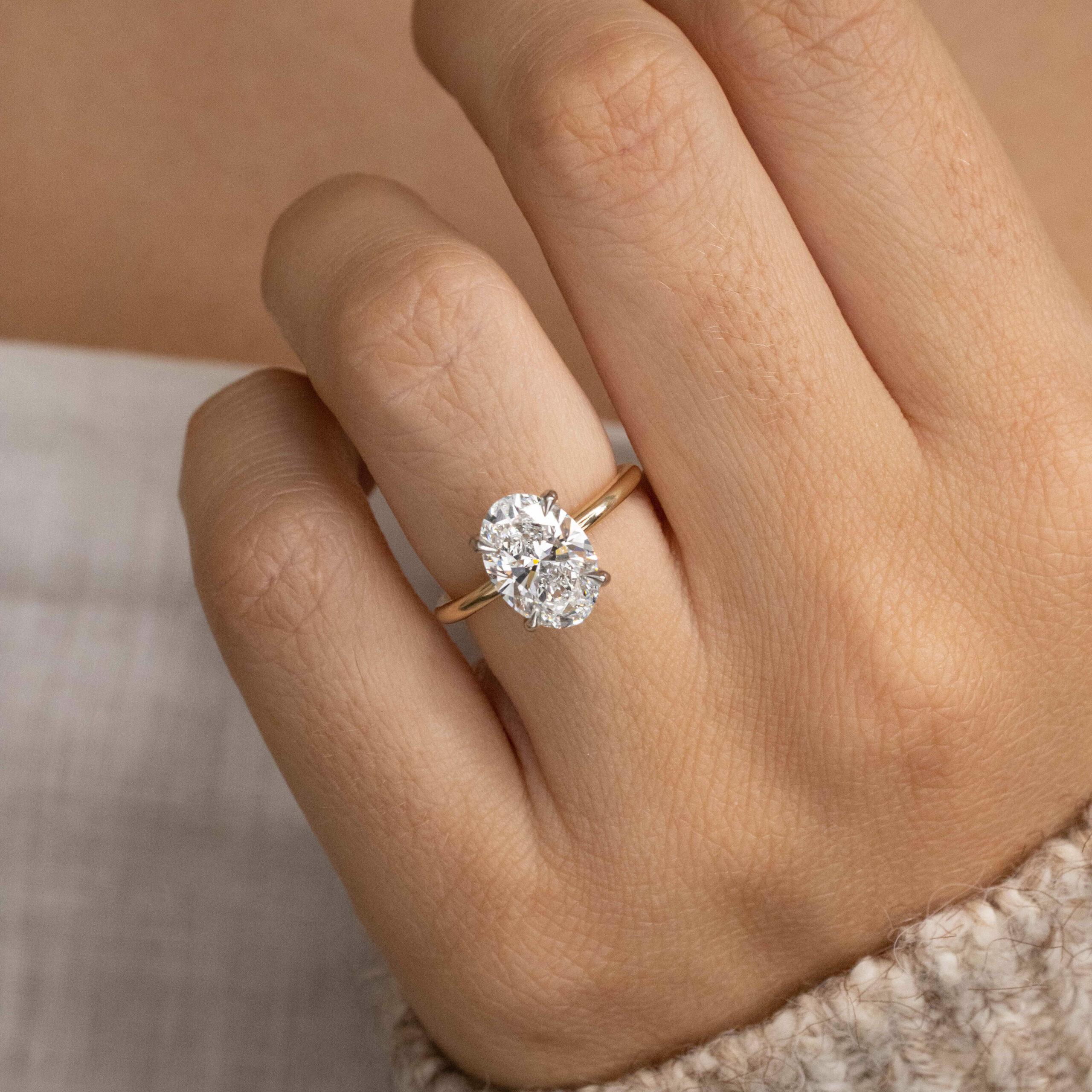 Kate Yellow Gold Two Tone Hidden Halo Engagement Ring Oval