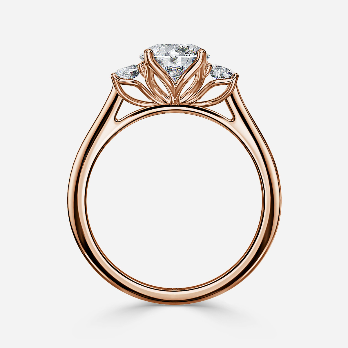 Rohini Rose Gold Plain Band Bridal Set Engagement Ring