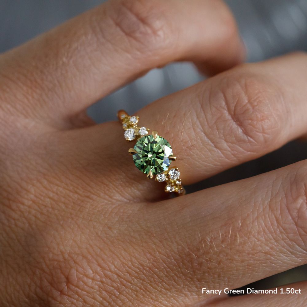 Morning Star Yellow Gold Cluster Engagement Ring