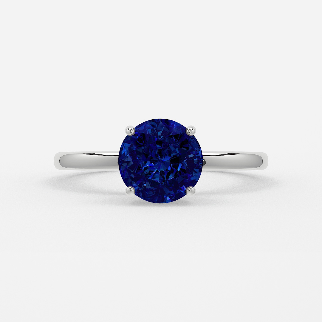 Lab Grown Round Blue Sapphire Kate White Gold Hidden Halo