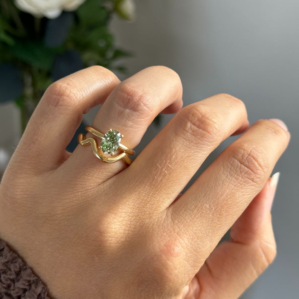 Nouveau Yellow Gold Curved Wedding Ring Flawless Fine Jewellery - Main Image