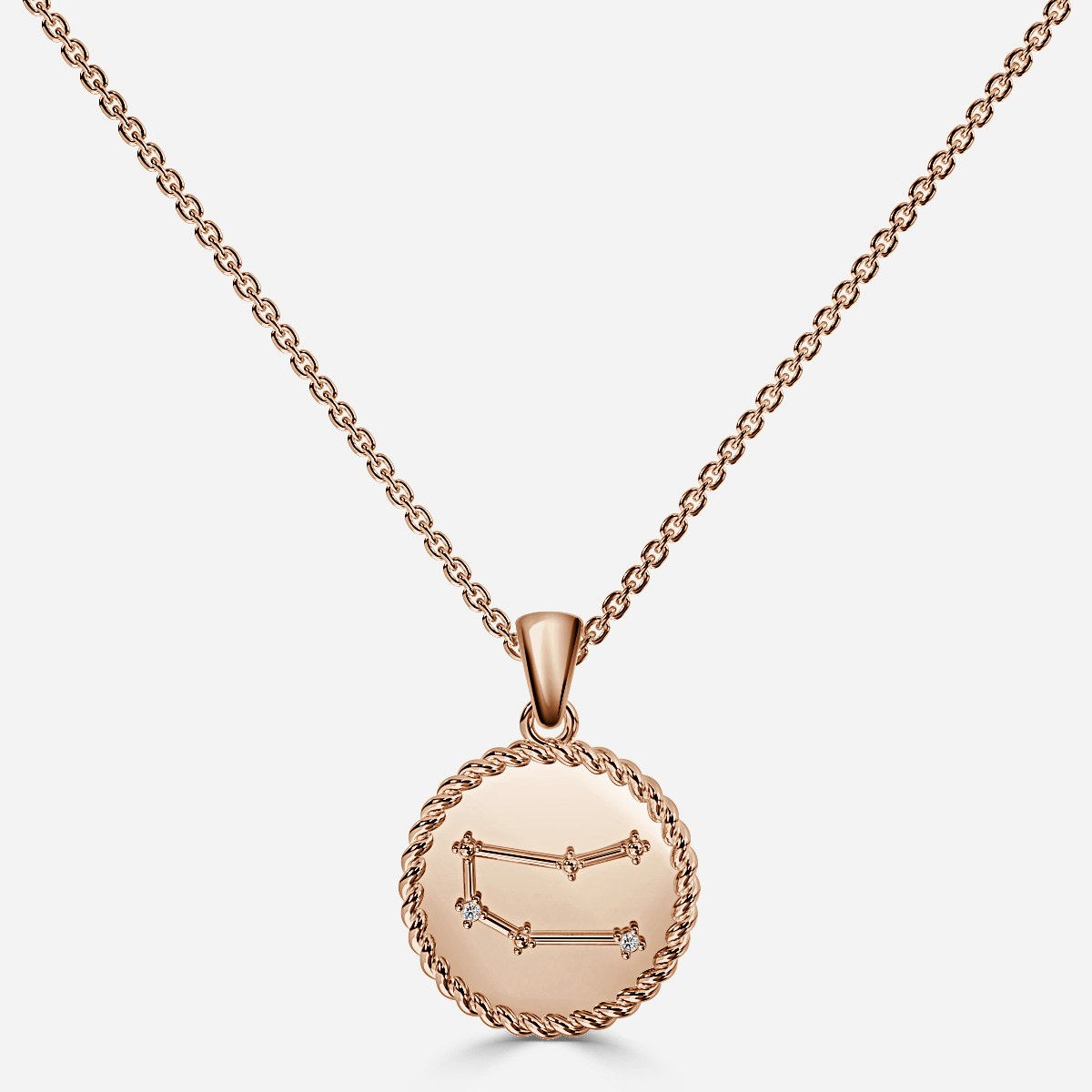 Rose Gold Gemini Diamond Star Sign Coin Necklace