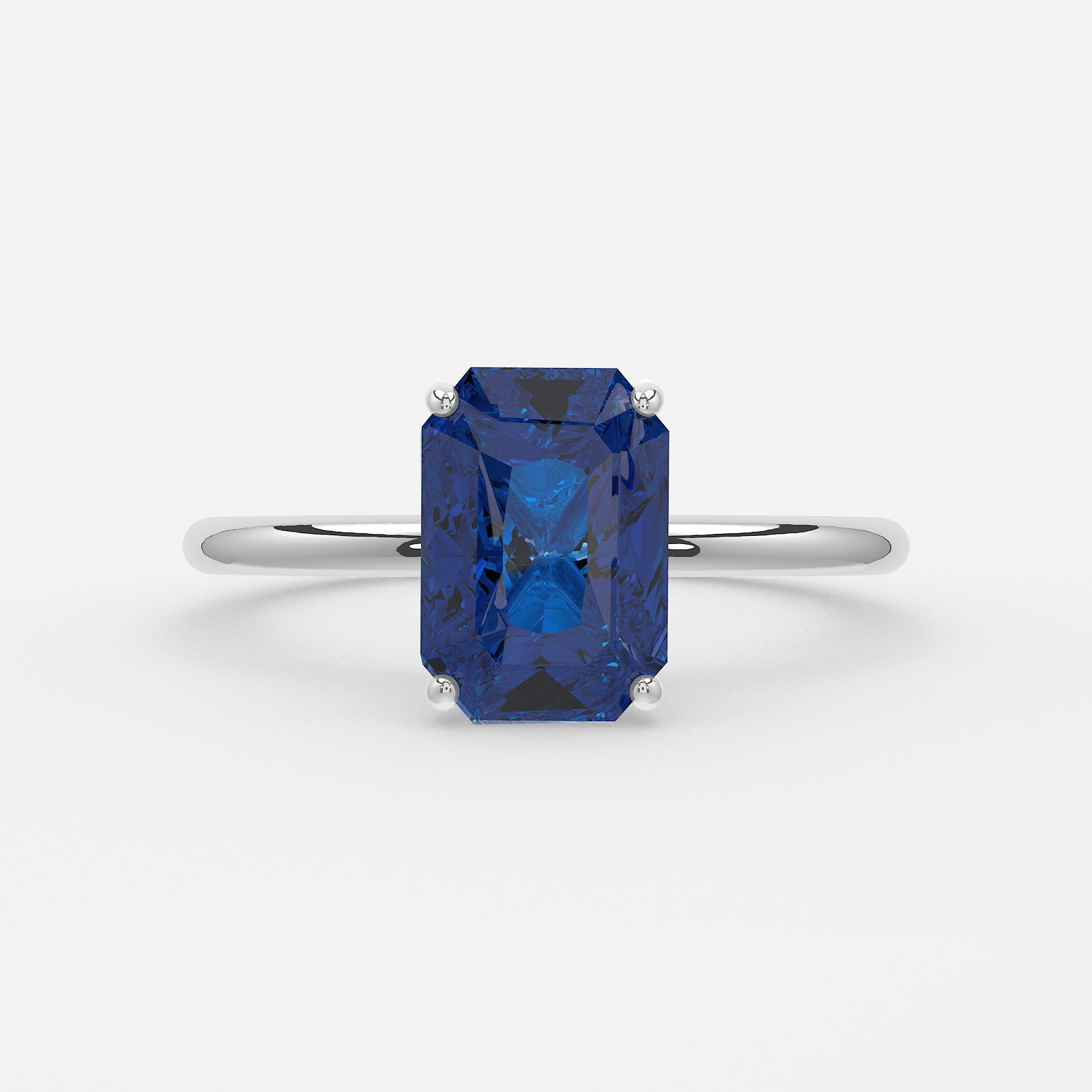 Lab Grown Radiant Blue Sapphire Chelsea White Gold