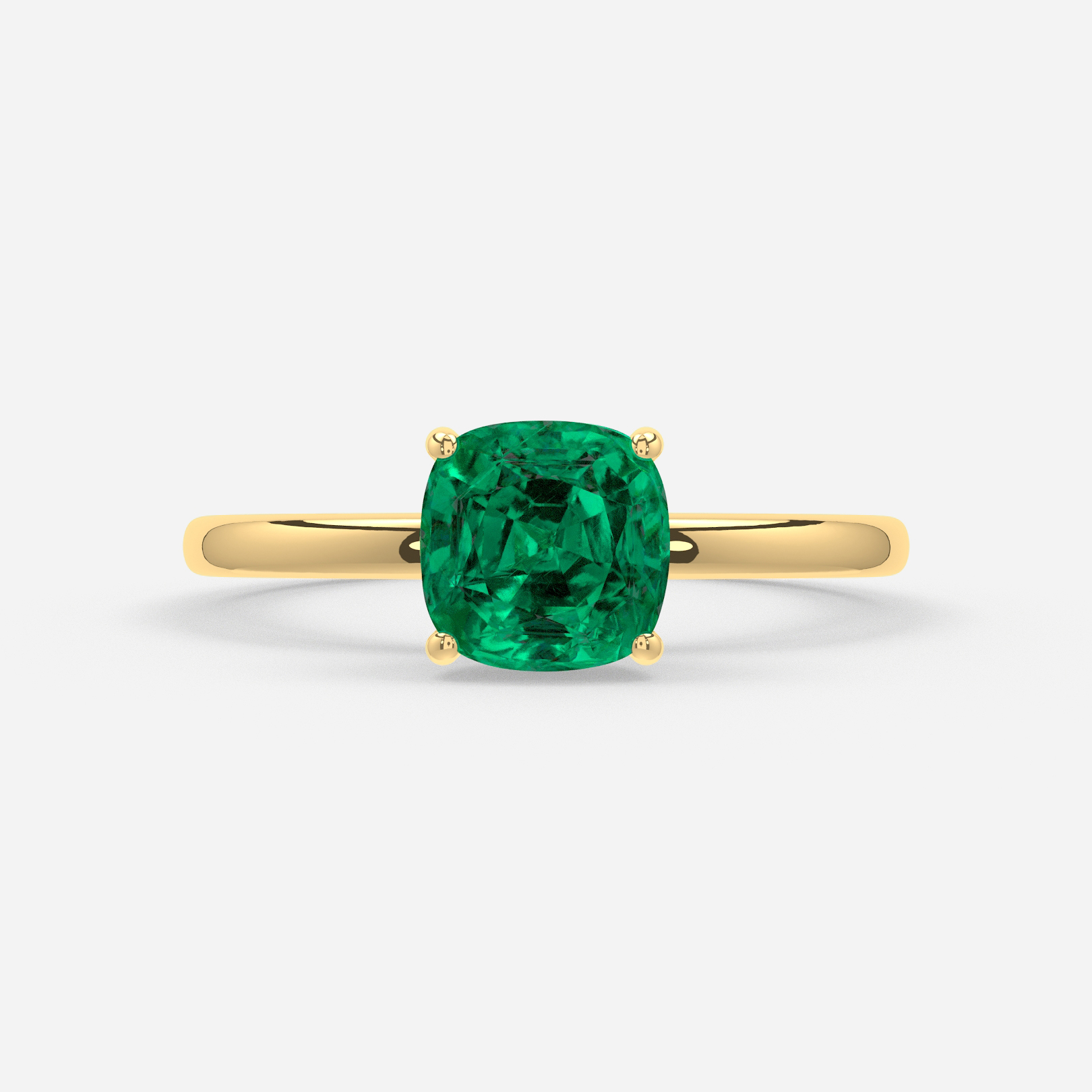 Lab Grown Cushion Emerald Kate Yellow Gold Hidden Halo