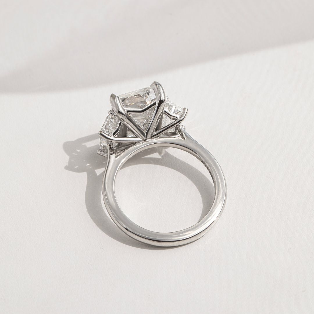 Treya Platinum Trilogy Engagement Ring Emerald Lab Diamond –