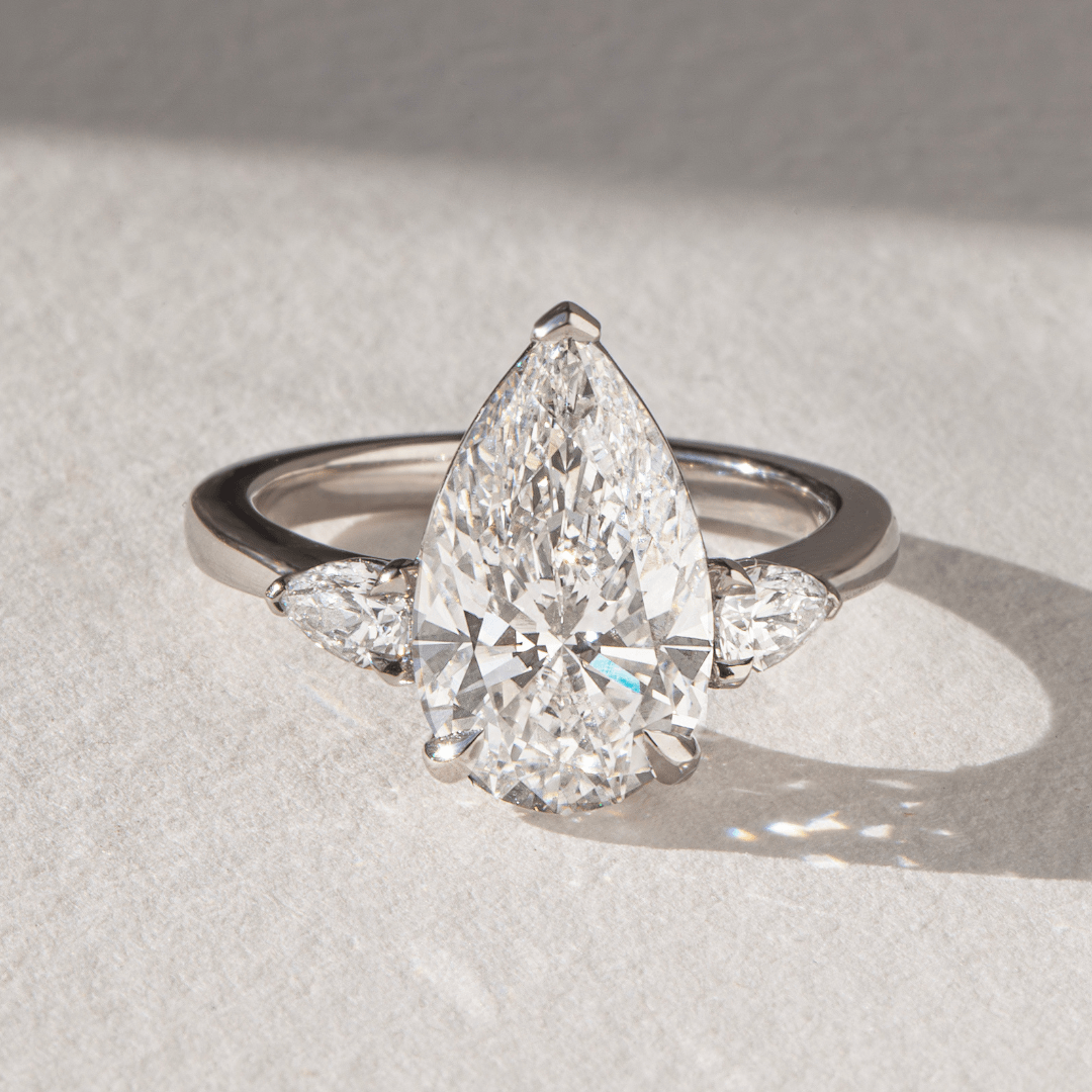 Carat Pear Diamond Trilogy Engagement Ring In Platinum-Vivian