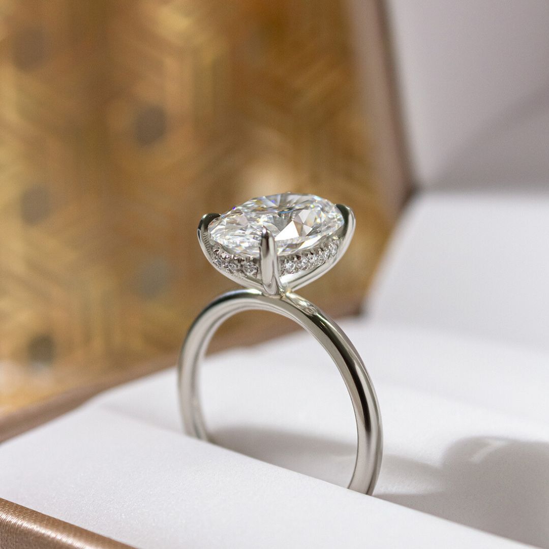 Carat Oval Diamond Hidden Halo Engagement Ring In Platinum-Kate