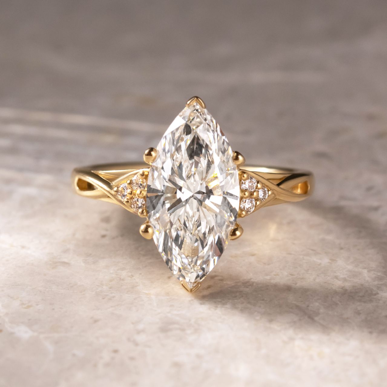 Carat Marquise Diamond Celtic Style Ring In 18K Yellow Gold Fëa