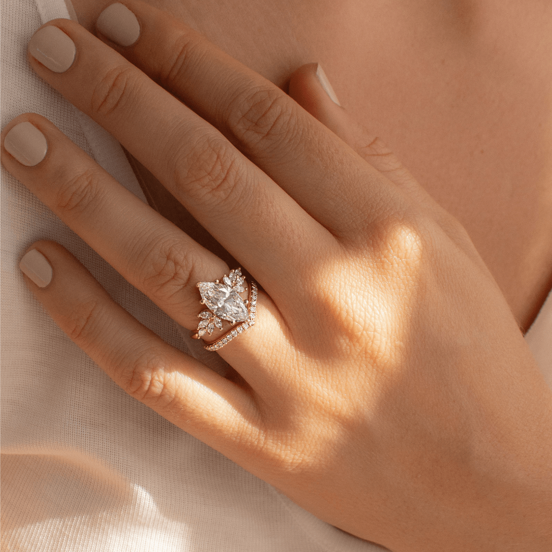 Carat Marquise Diamond Cluster Engagement Ring In 18K Rose Gold