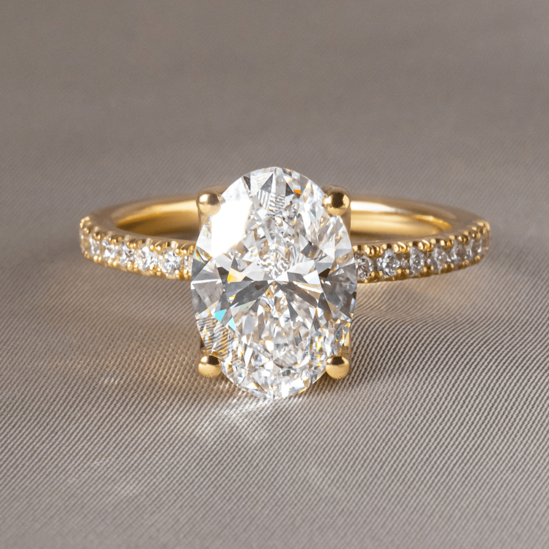 Carat Oval Diamond Pavé Band Engagement Ring In 18K Yellow Gold - Main Image